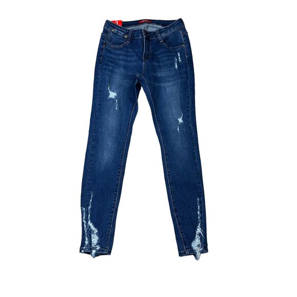 HH Denim Jeans Mid Rise Skinny Distressed Juniors 3 NWT - Picture 1 of 6